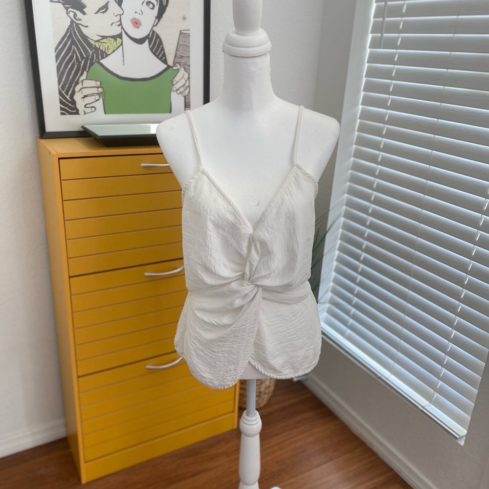 Flawless White Fitted Tie Front Camisole